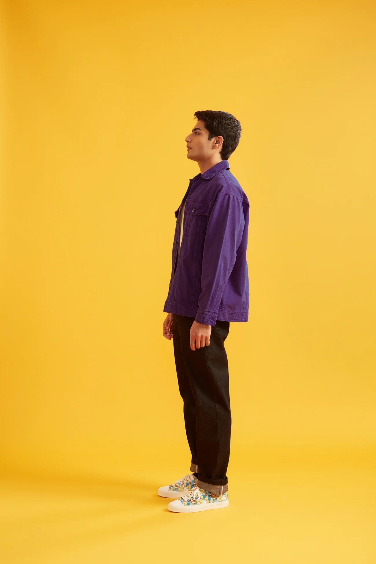 Purple Solid Twill Overshirt
