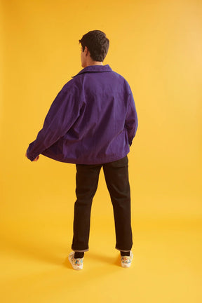 Purple Solid Twill Overshirt