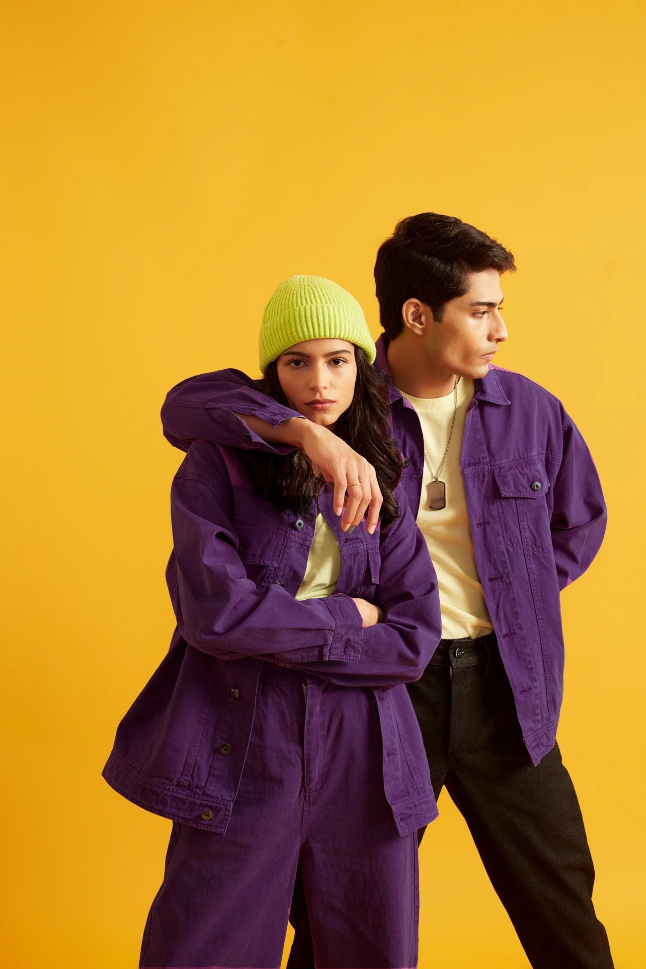 Purple Solid Twill Overshirt