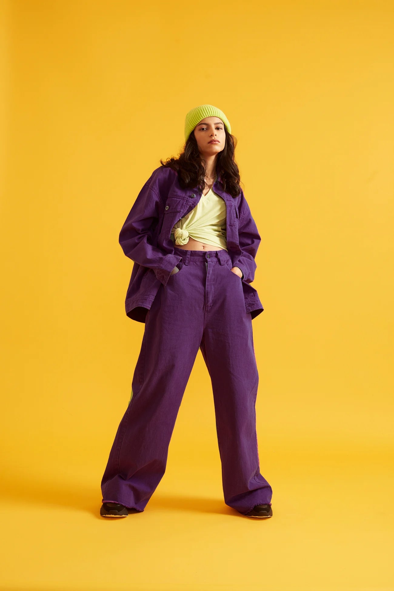 Purple Twill Overshirt and Pant Set