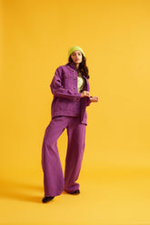 Purple Twill Overshirt and Pant Set