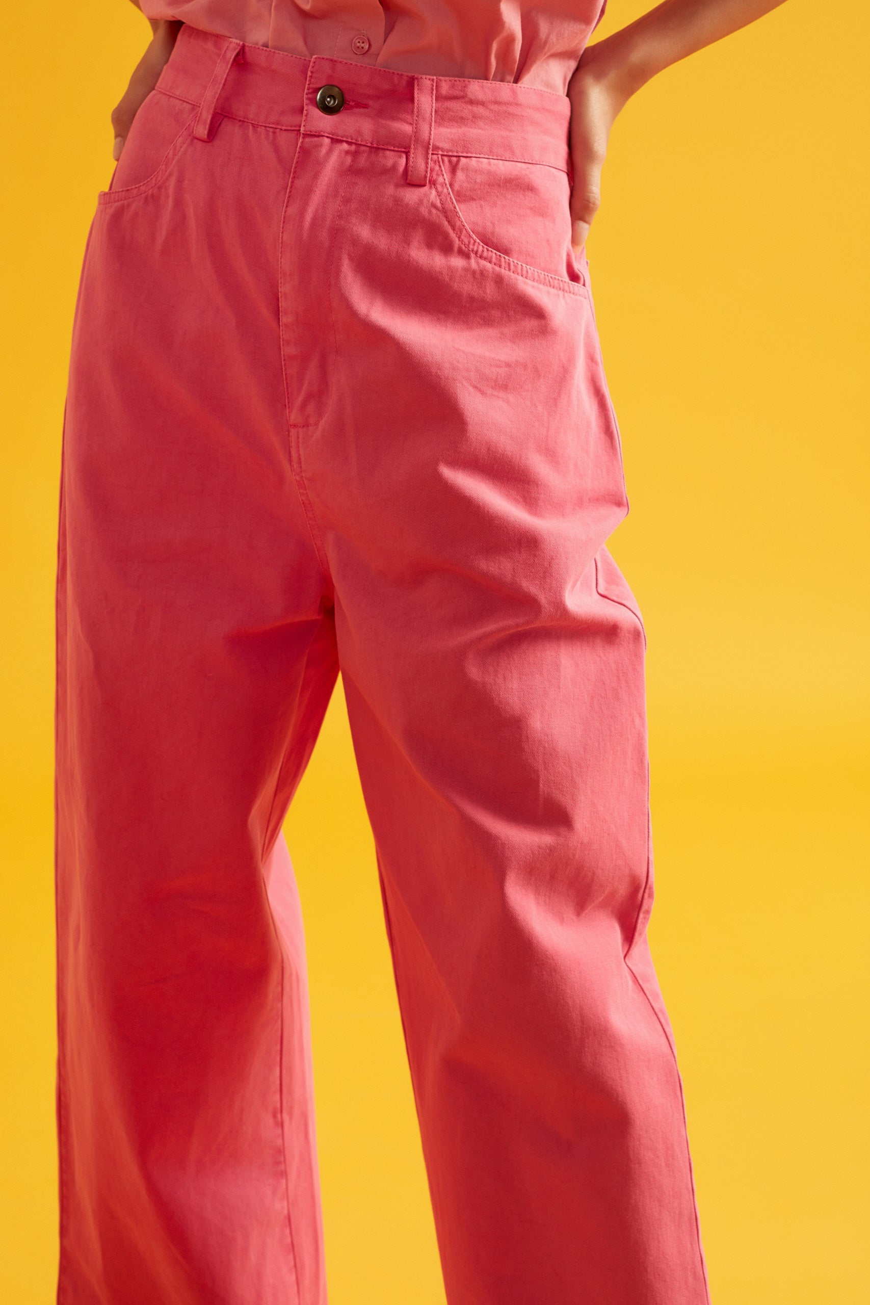 Pink Twill Overshirt and Pant Set