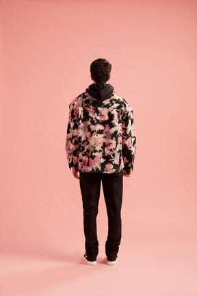 Pink and Black Tie-Dye Effect Oversized Jacket