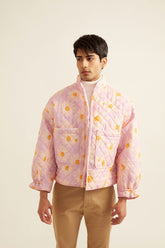 Lilac Floral Print Quilted Jacket