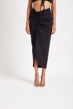 Front Tie-up Top and Asymmetrical Skirt Set