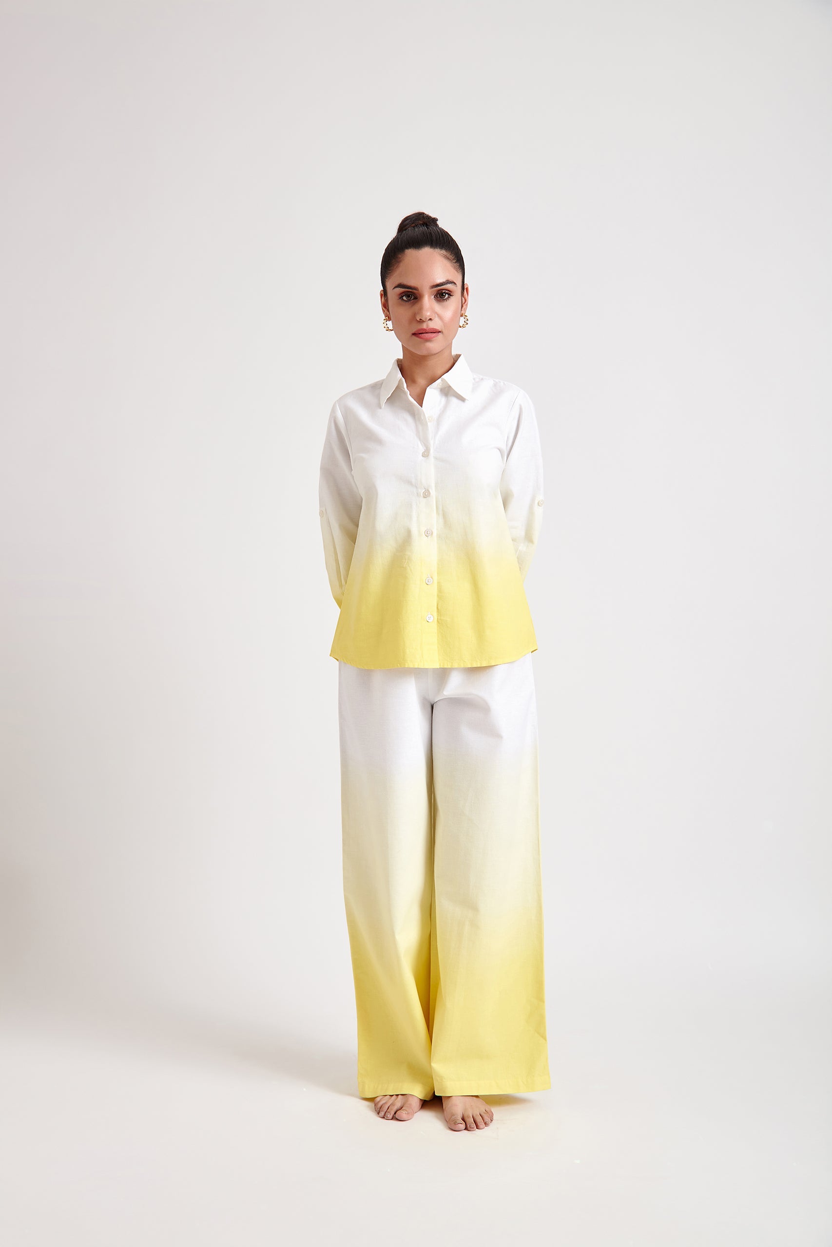 Yellow Ombre oversized Shirt and Trouser Set