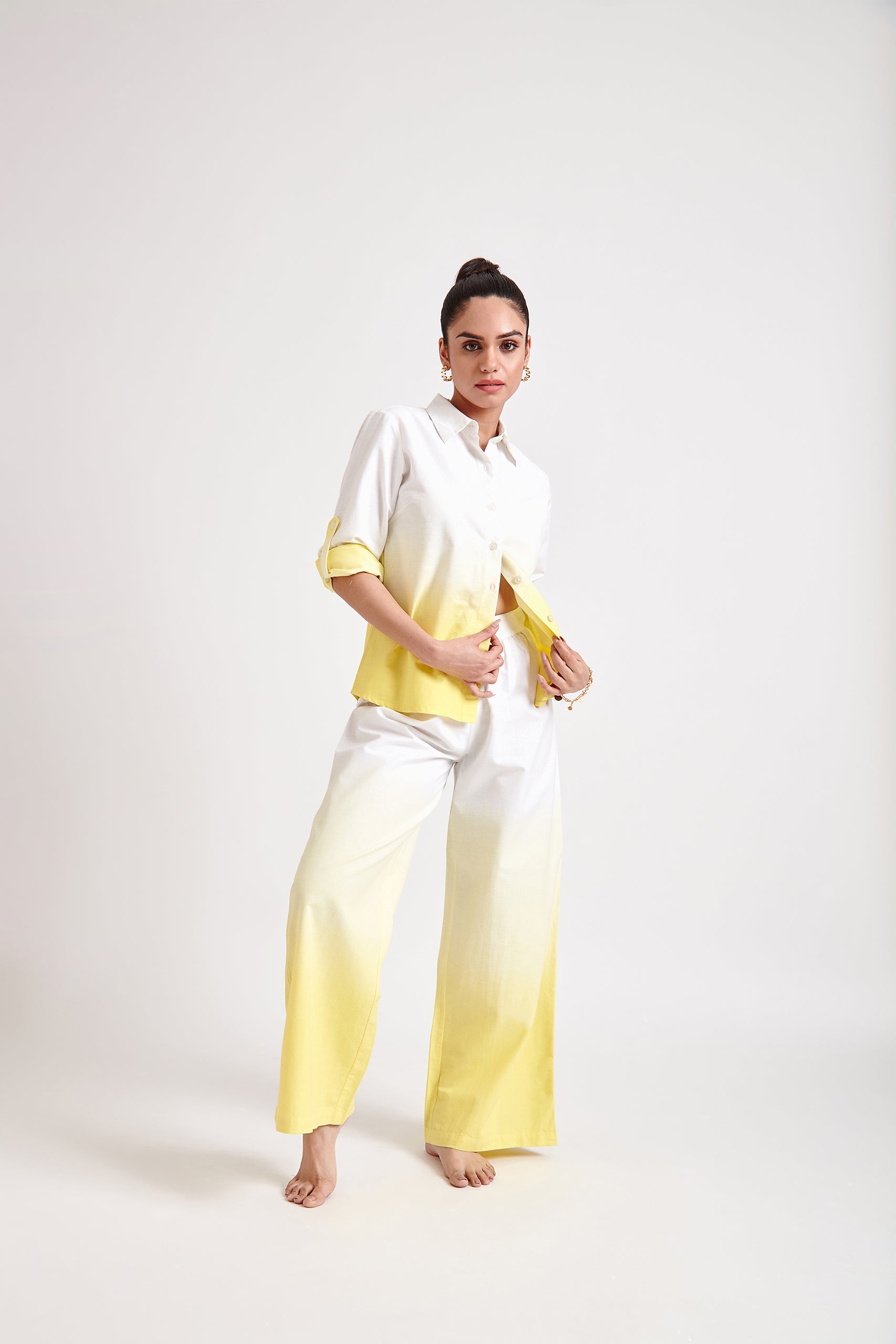 Yellow Ombre Shirt and Trouser Set