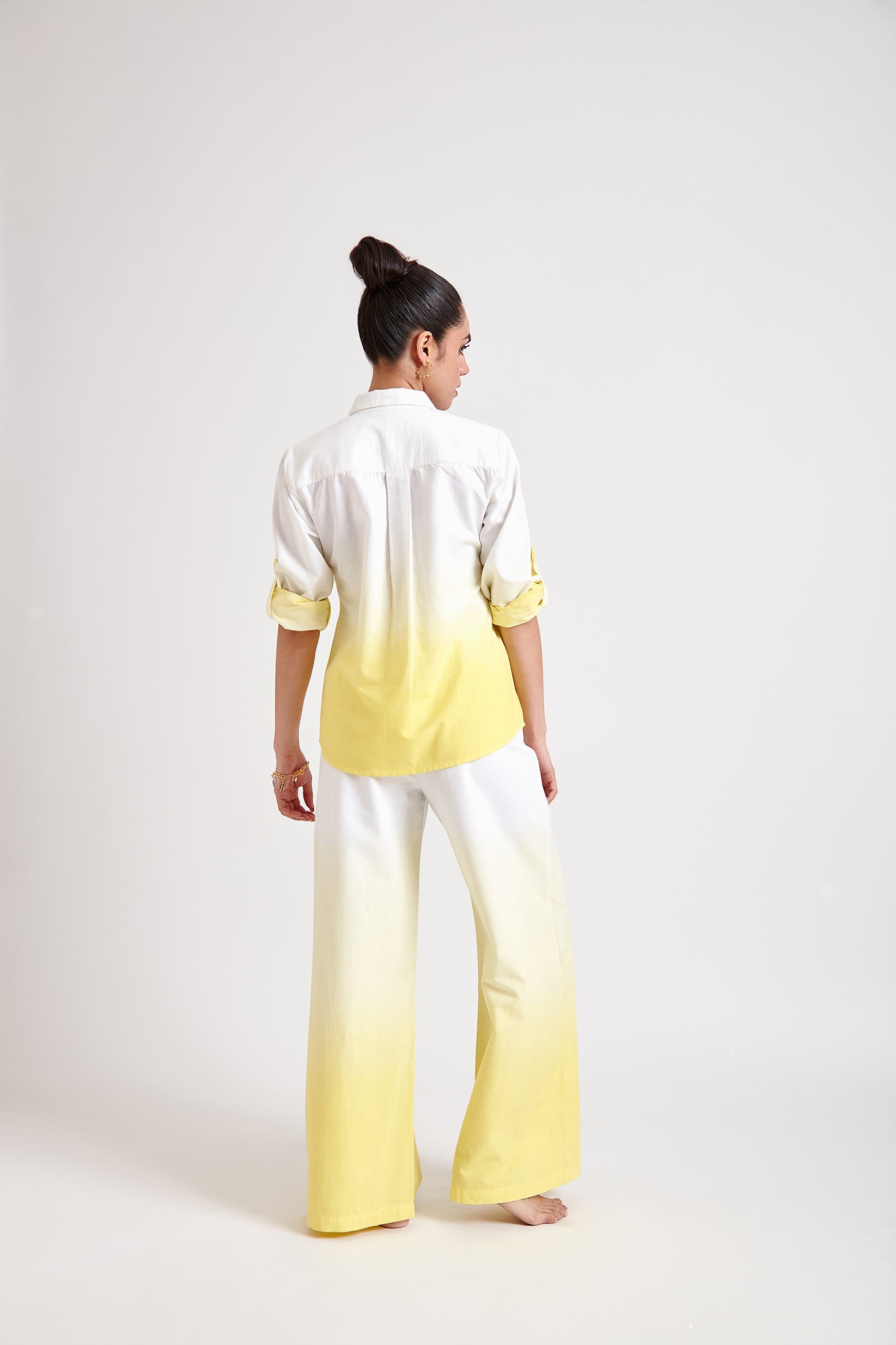 Yellow Ombre oversized Shirt and Trouser Set