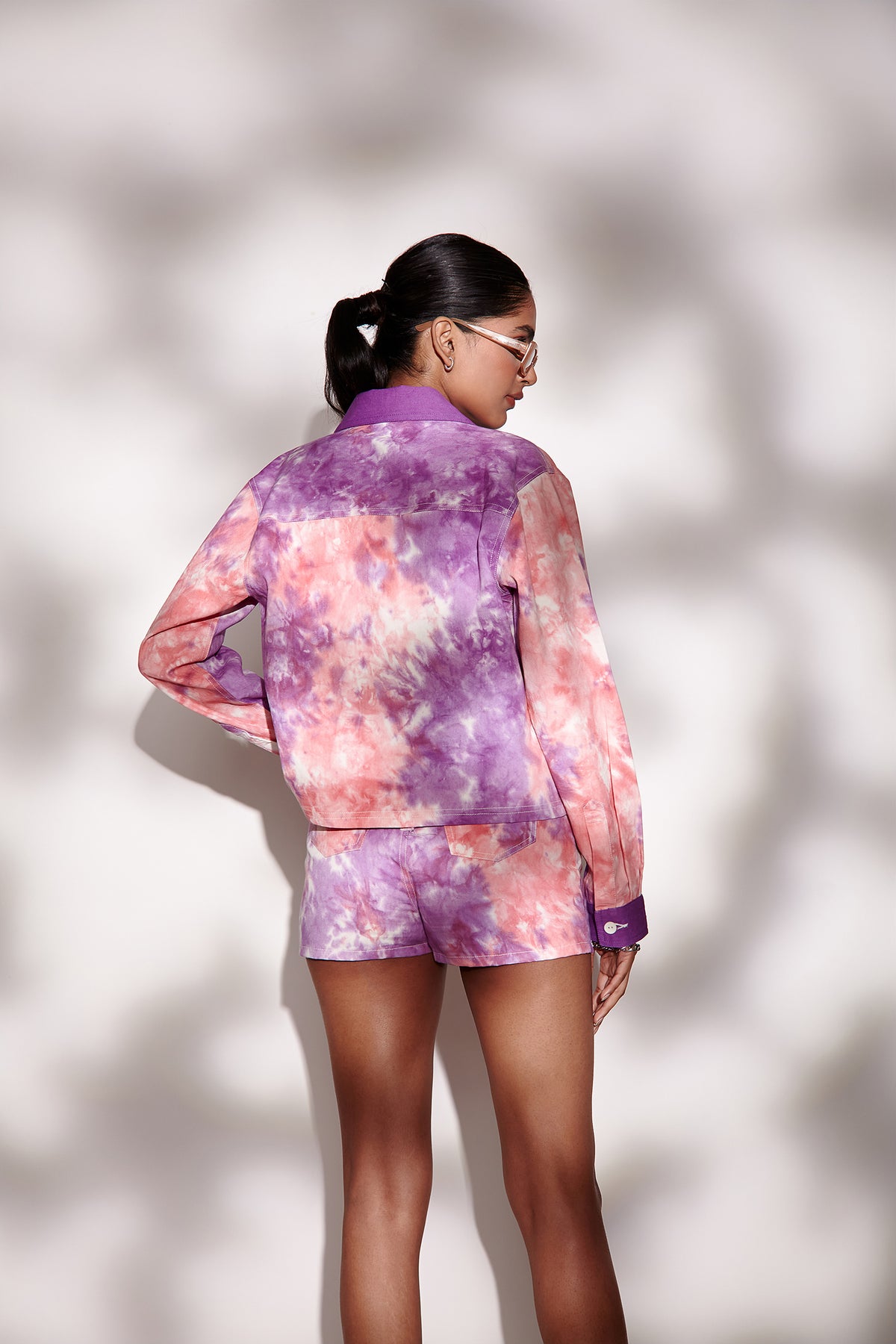 Pink Tie & Dye Twill Shorts