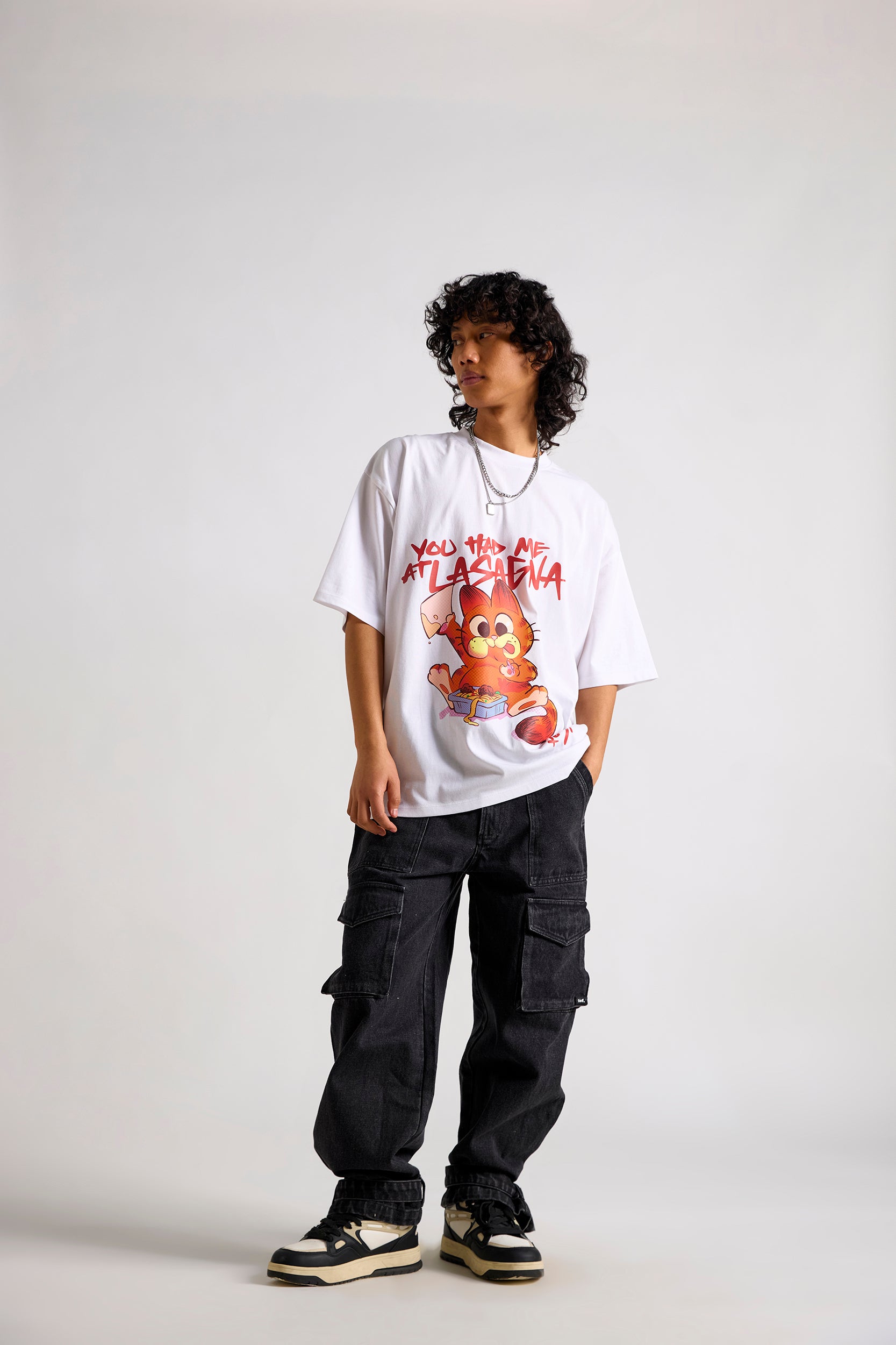 Garfield:You Had Me Lasagna Men's Oversized T-shirt