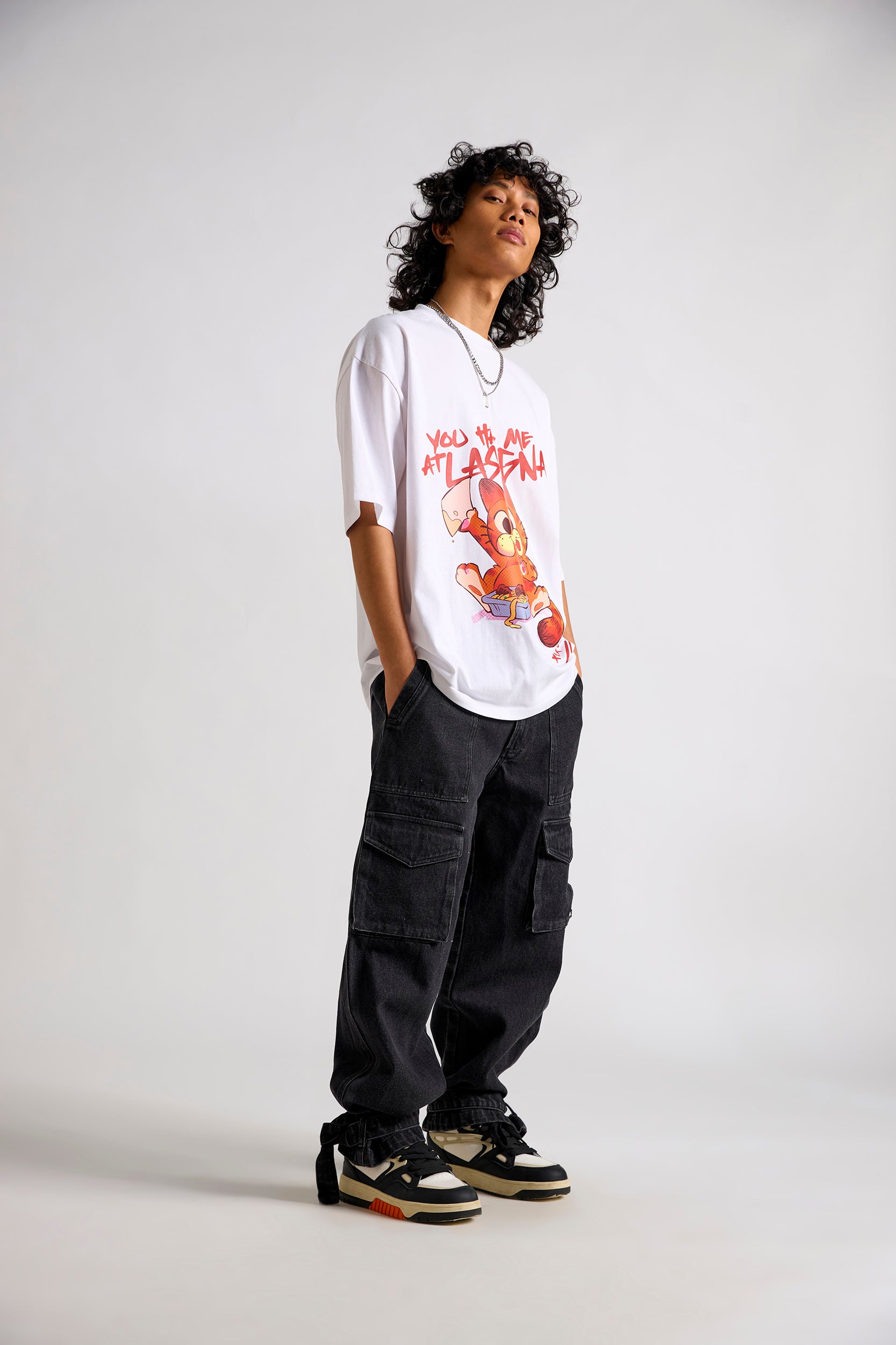 Garfield:You Had Me Lasagna Men's Oversized T-shirt
