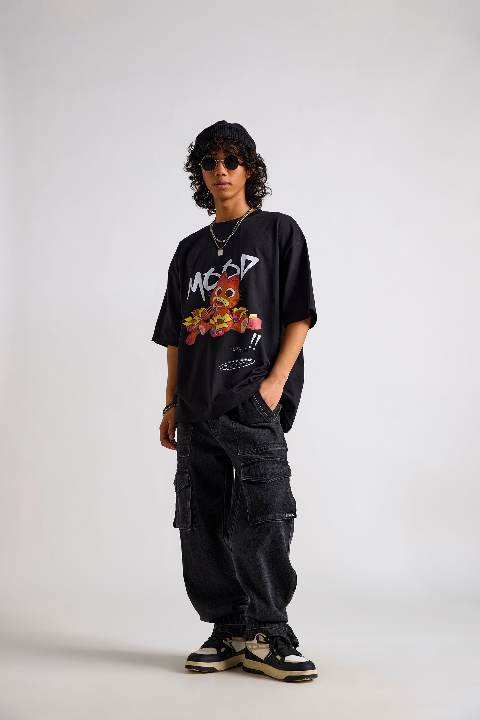 Garfield:Mood Printed Men's Oversized T-shirt