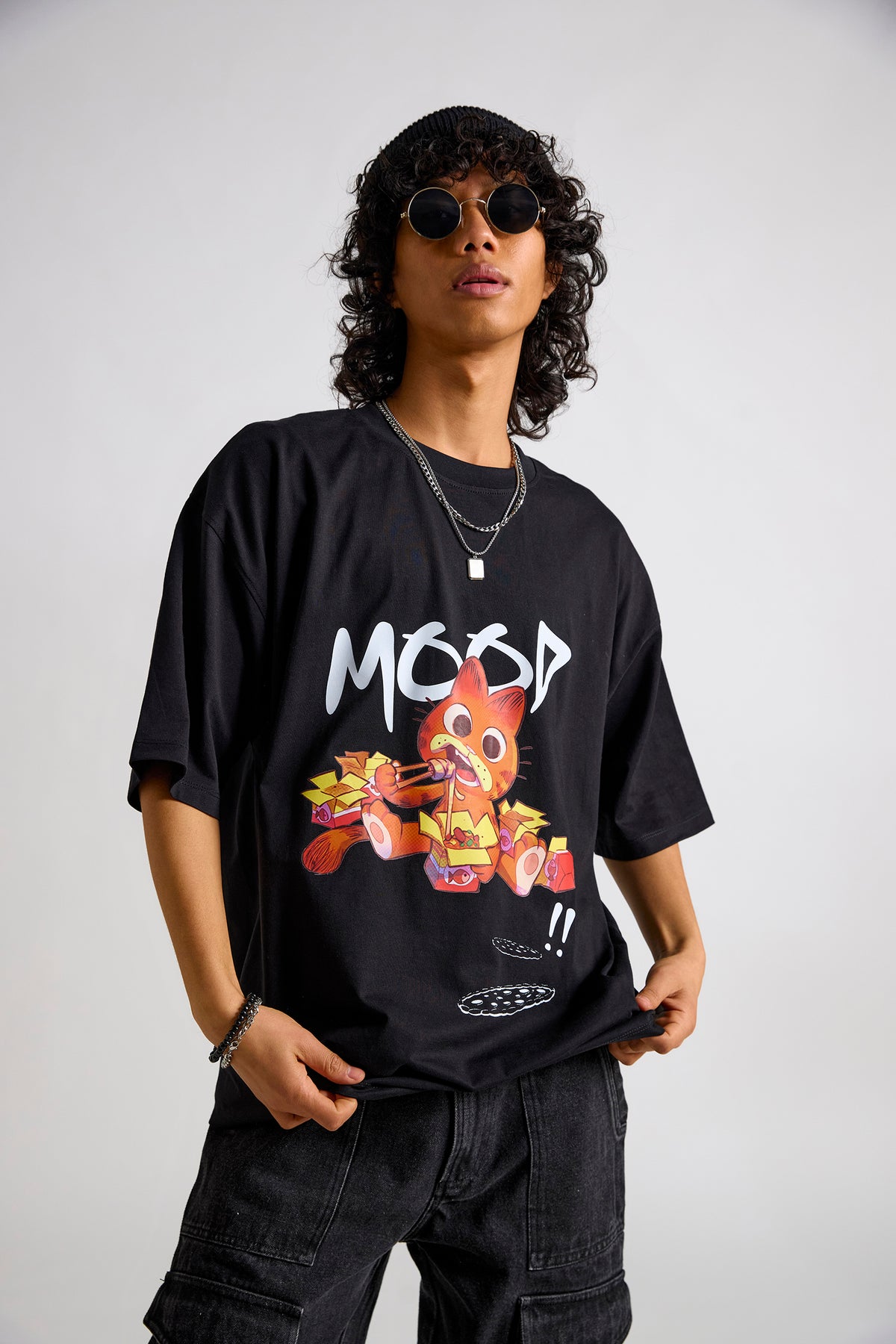 Garfield:Mood Printed Men's Oversized T-shirt