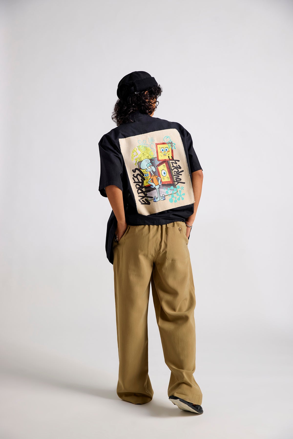 Spongebob:Express Yourself Canvas Print Cotton Men's Resort Shirt