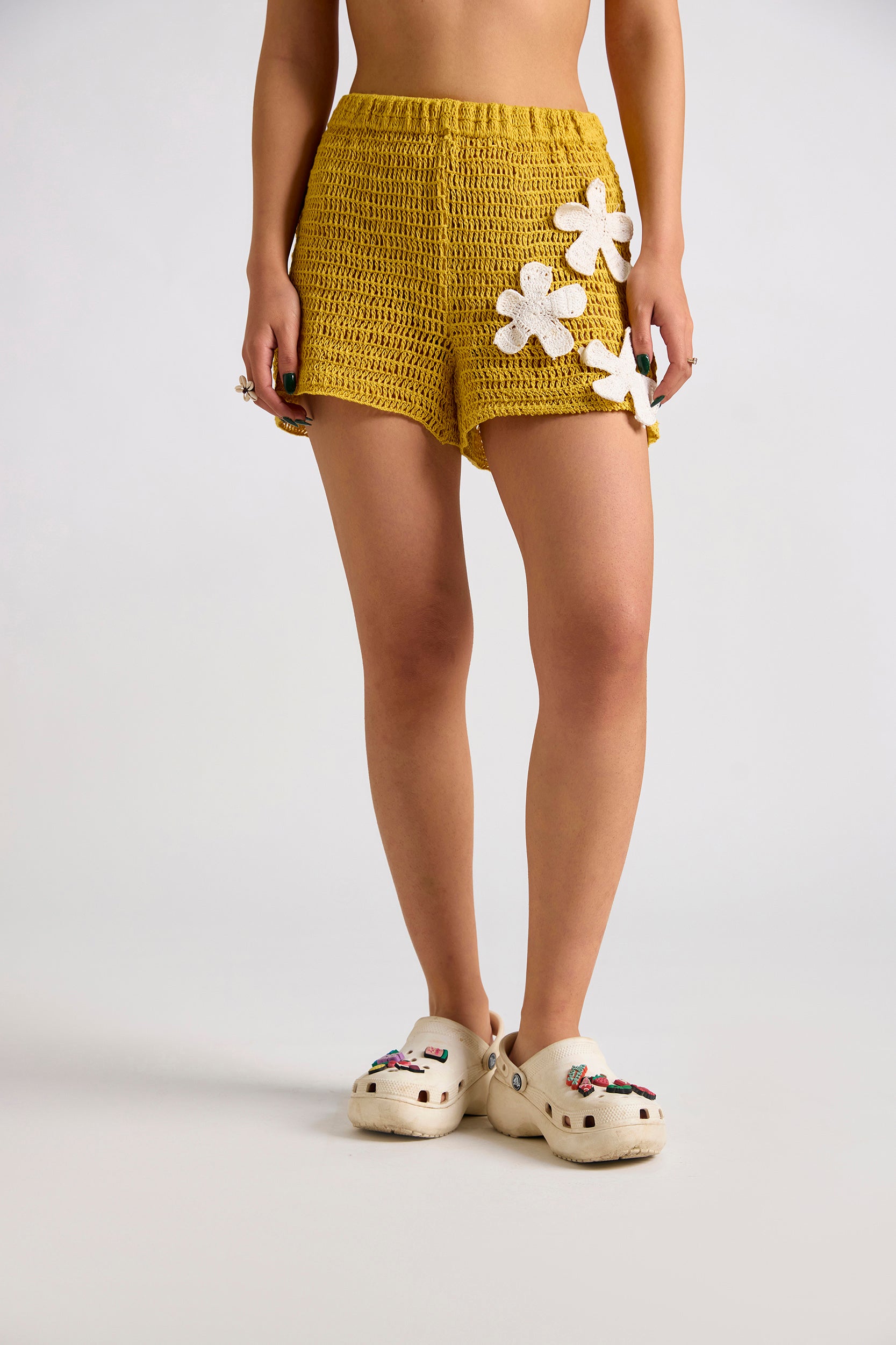 Spongebob inspired Crocheted Bralette Top  and Shorts Set