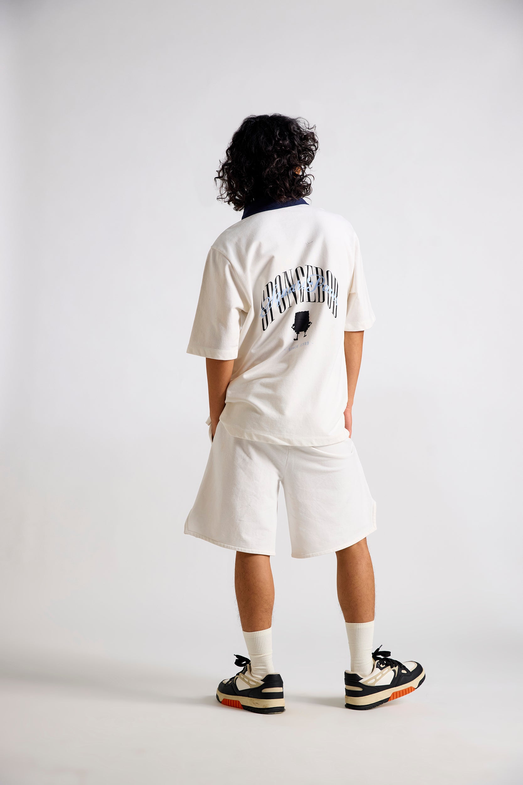 Spongebob:Typographic Printed Men's Polo T-shirt and Shorts Set