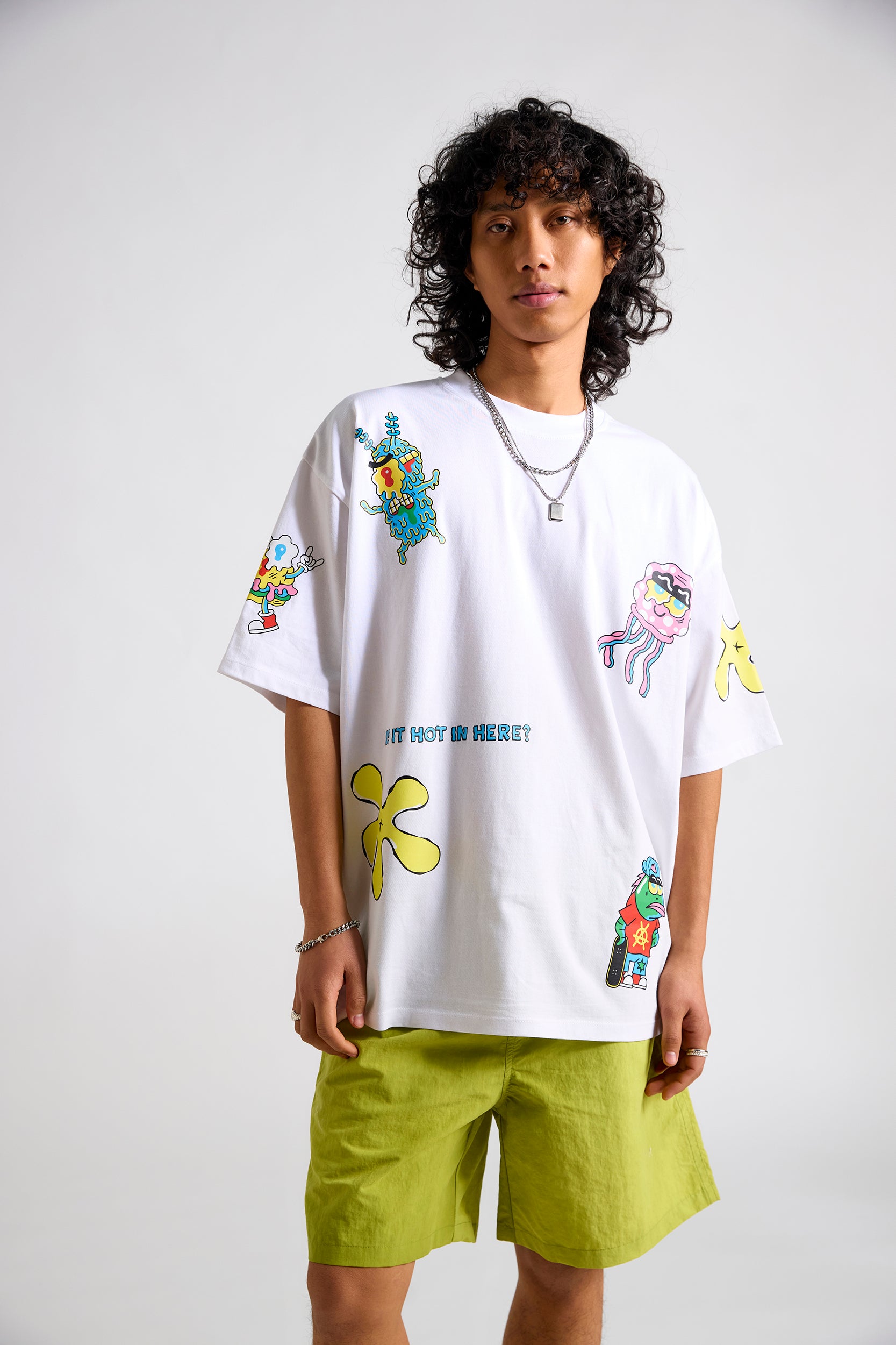 Spongebob:Is it hot in here? Men's  Oversized T-shirt