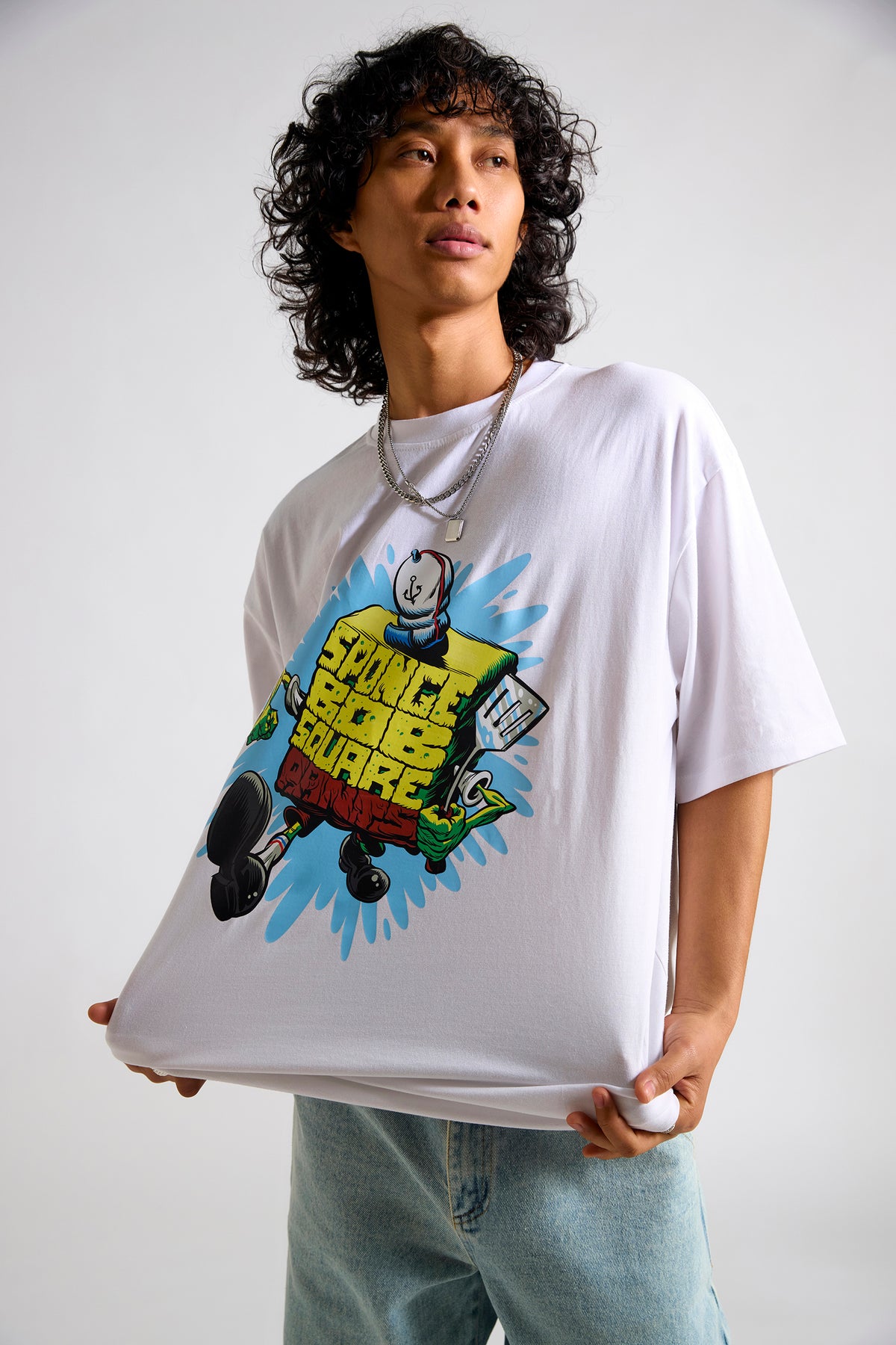 Spongebob: Sponge Script Frycook Men's Oversized T-shirt