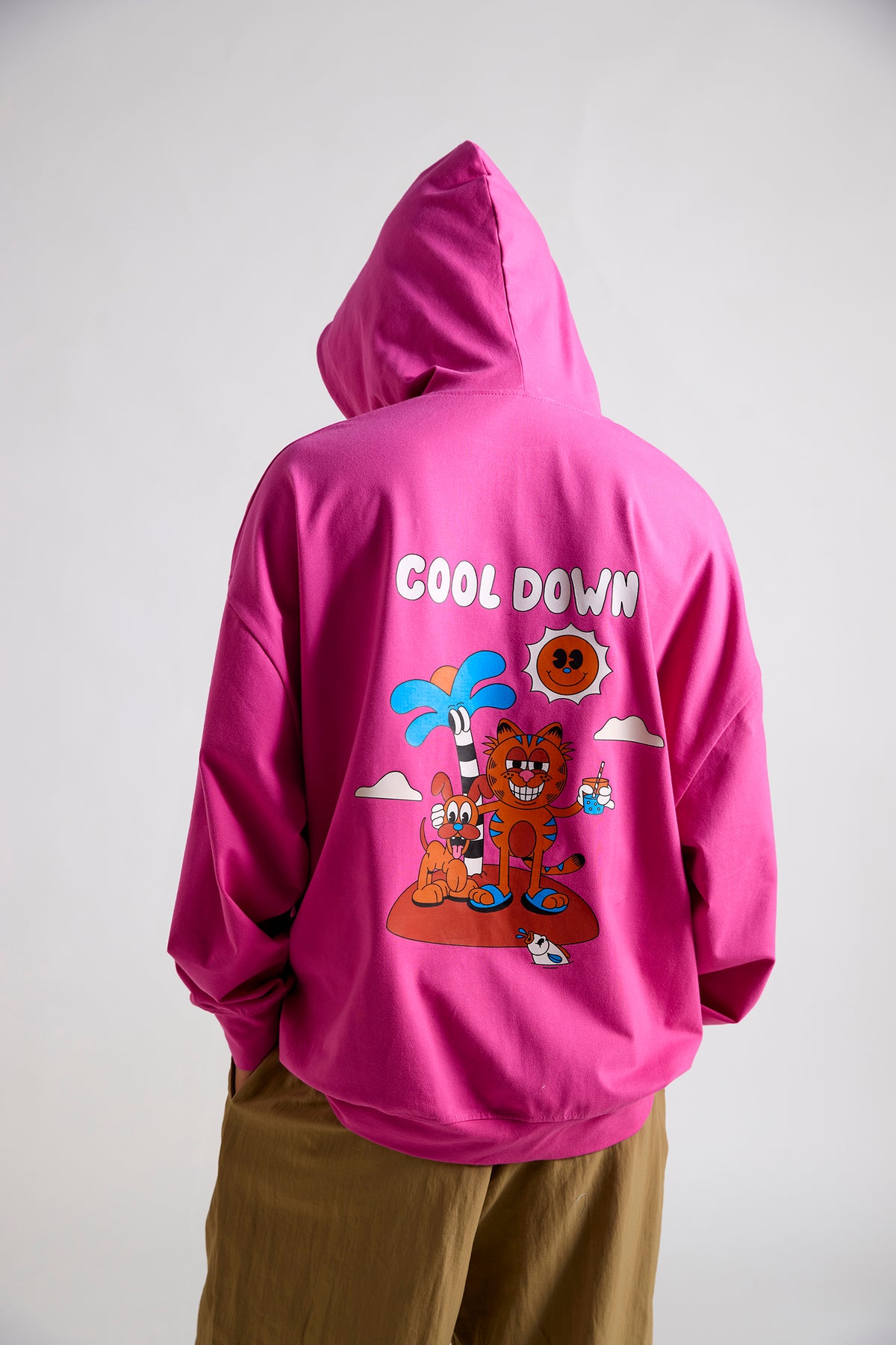 Garfield:Cool Down Printed Men's Oversized Hoodie