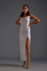 Light Silver Cowl Dress
