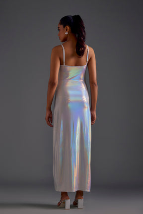 Light Silver Cowl Dress