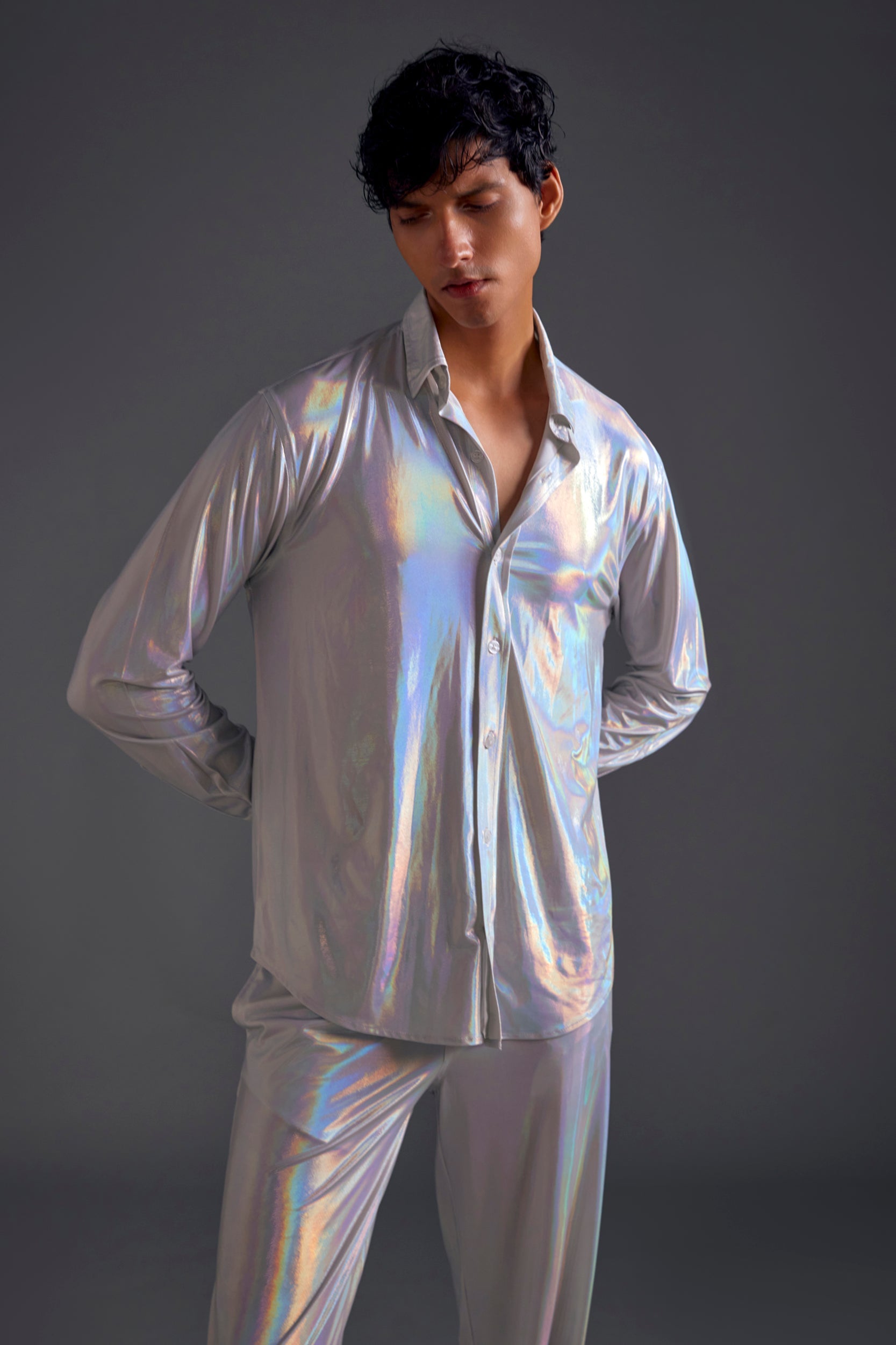 Light Silver Shirt and Trouser Set