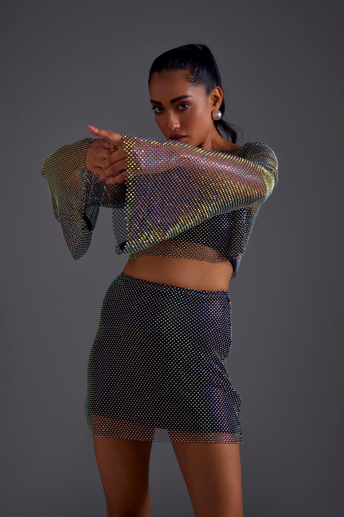 Diamond Mesh Skirt and Top set