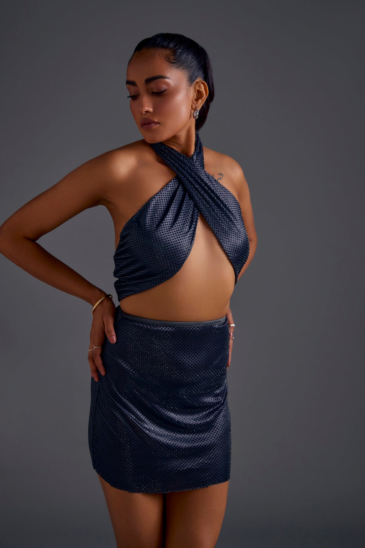 Midnight Stone Pressed Halterneck Top