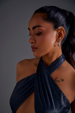 Midnight Stone Pressed Halterneck Top