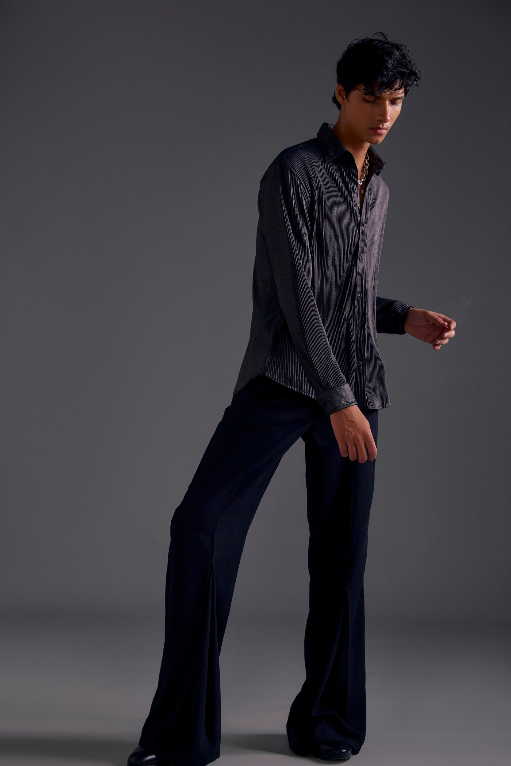 Metallic Pleated Shirt