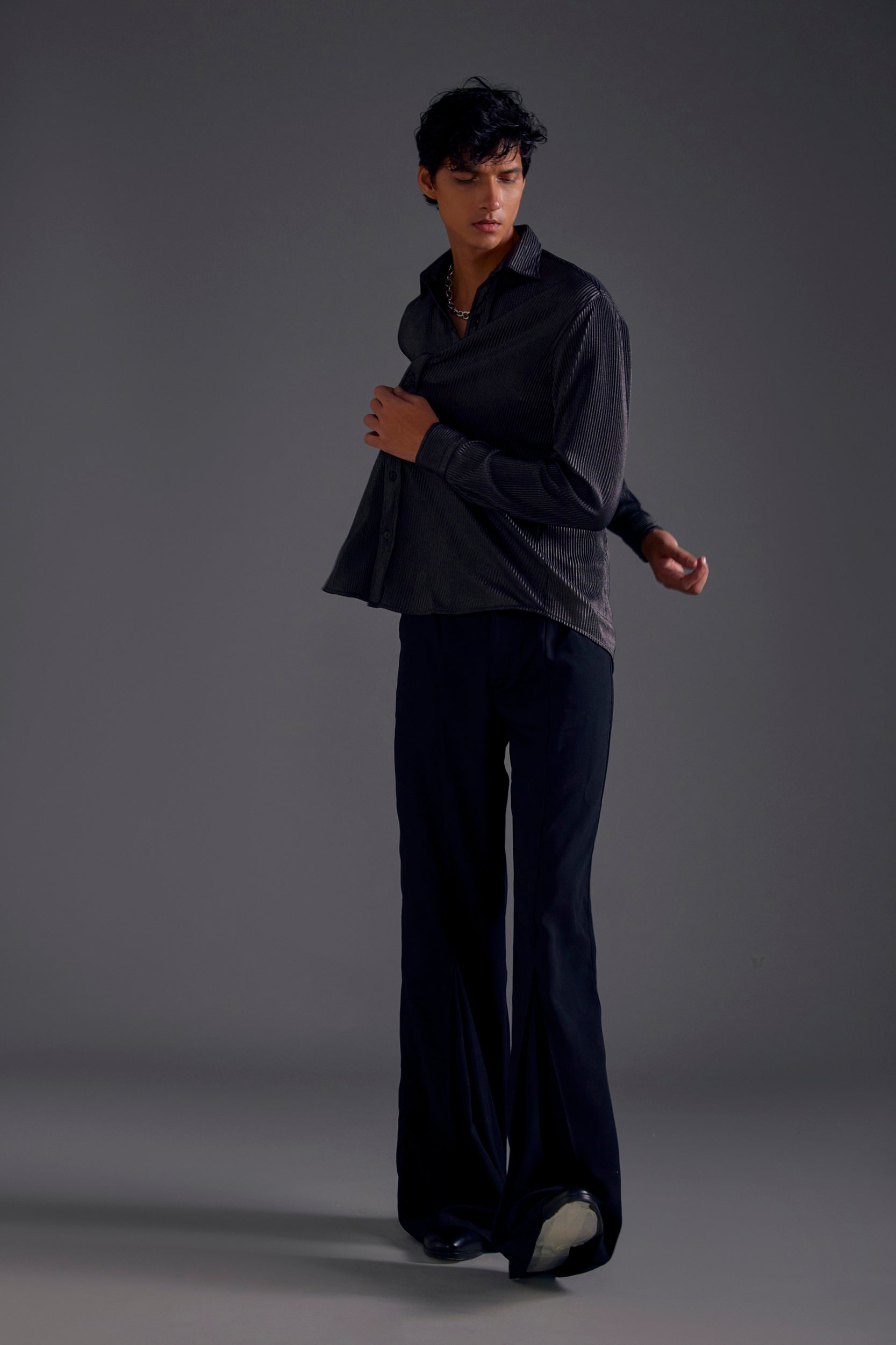 Metallic Pleated Shirt