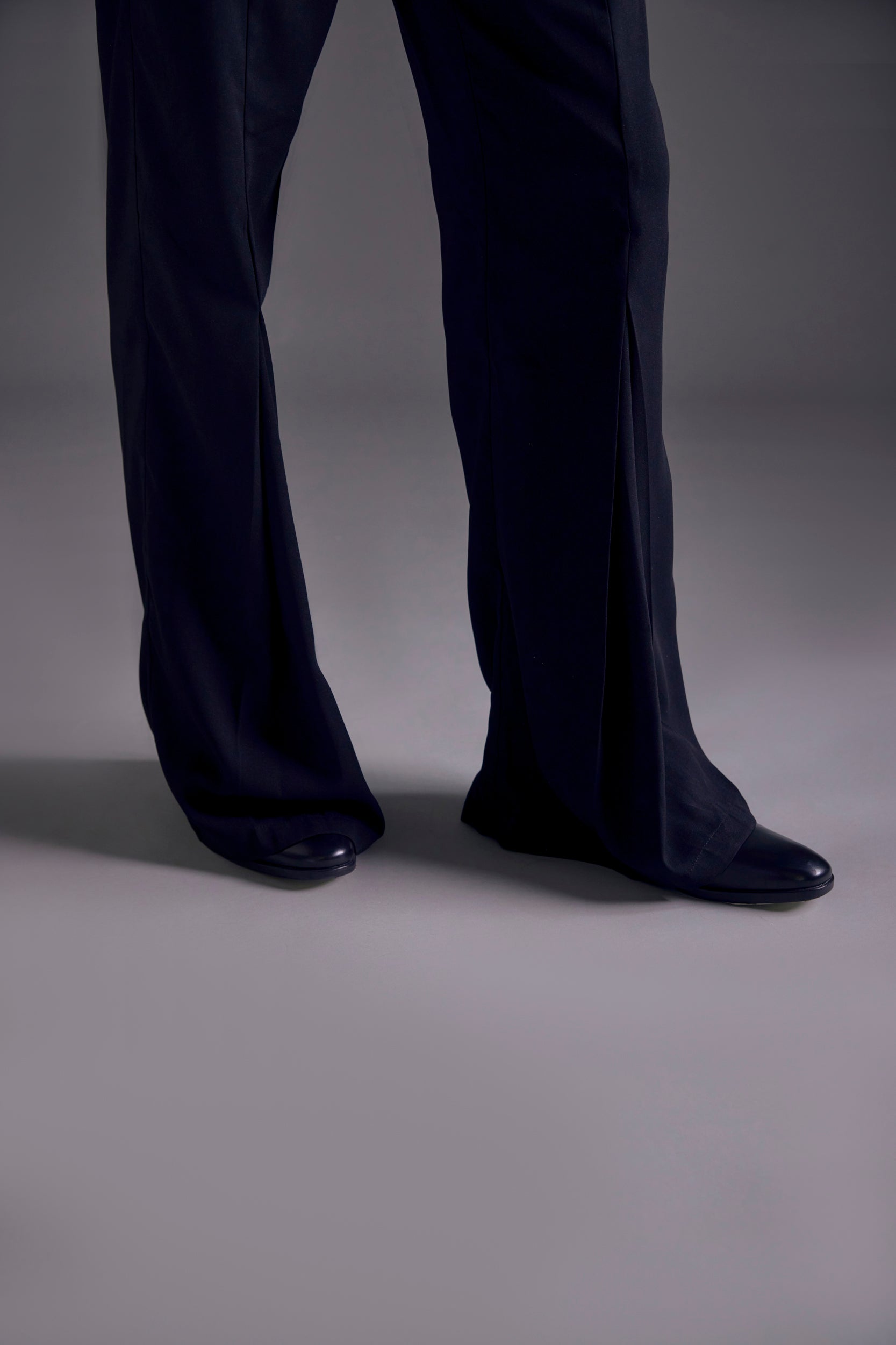 Black Heathermoss Front Pleated Trousers
