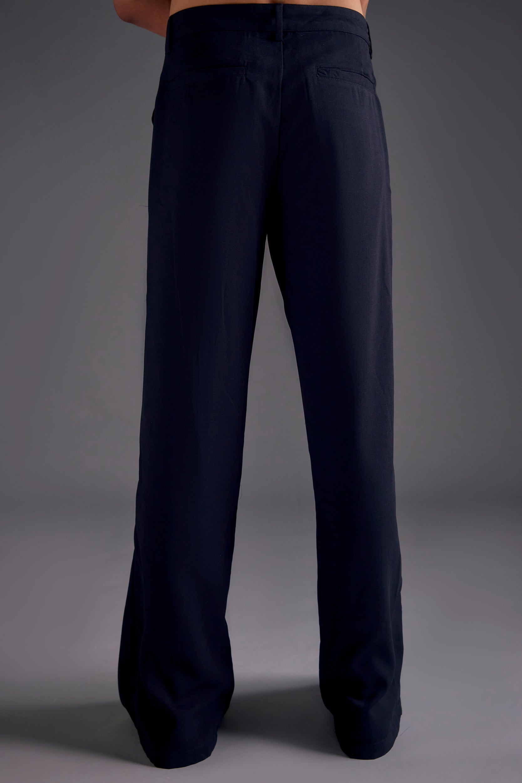 Black Heathermoss Front Pleated Trousers
