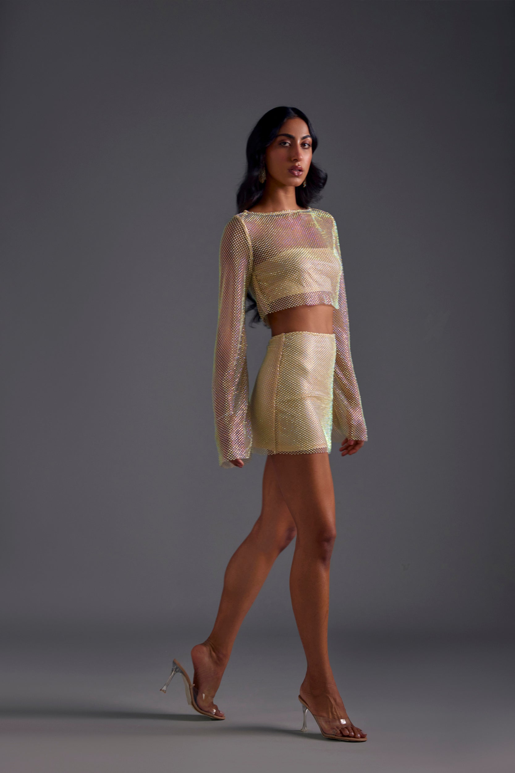 Champagne Diamond Mesh Skirt