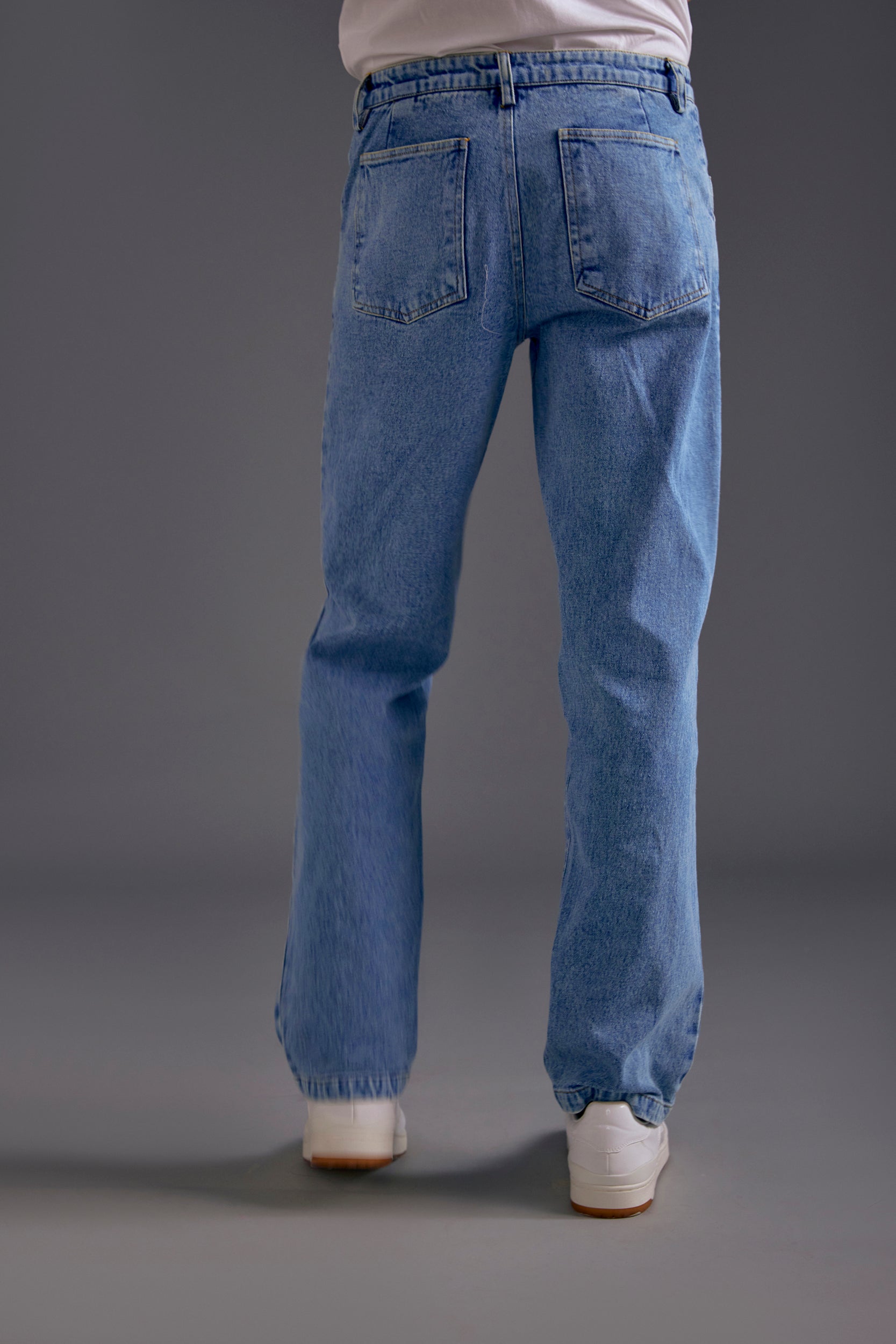 Light Blue Knee-Cut Jeans