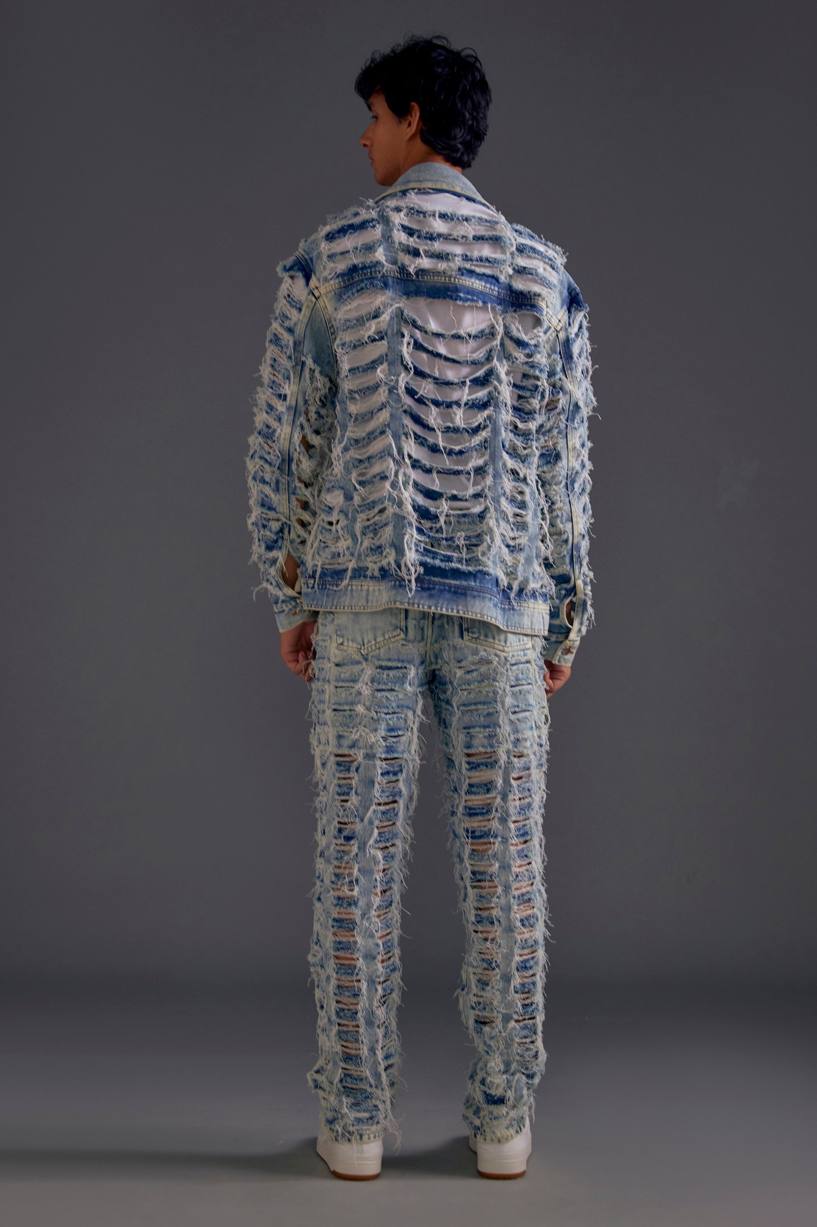 Blue Distressed Denim Jacket