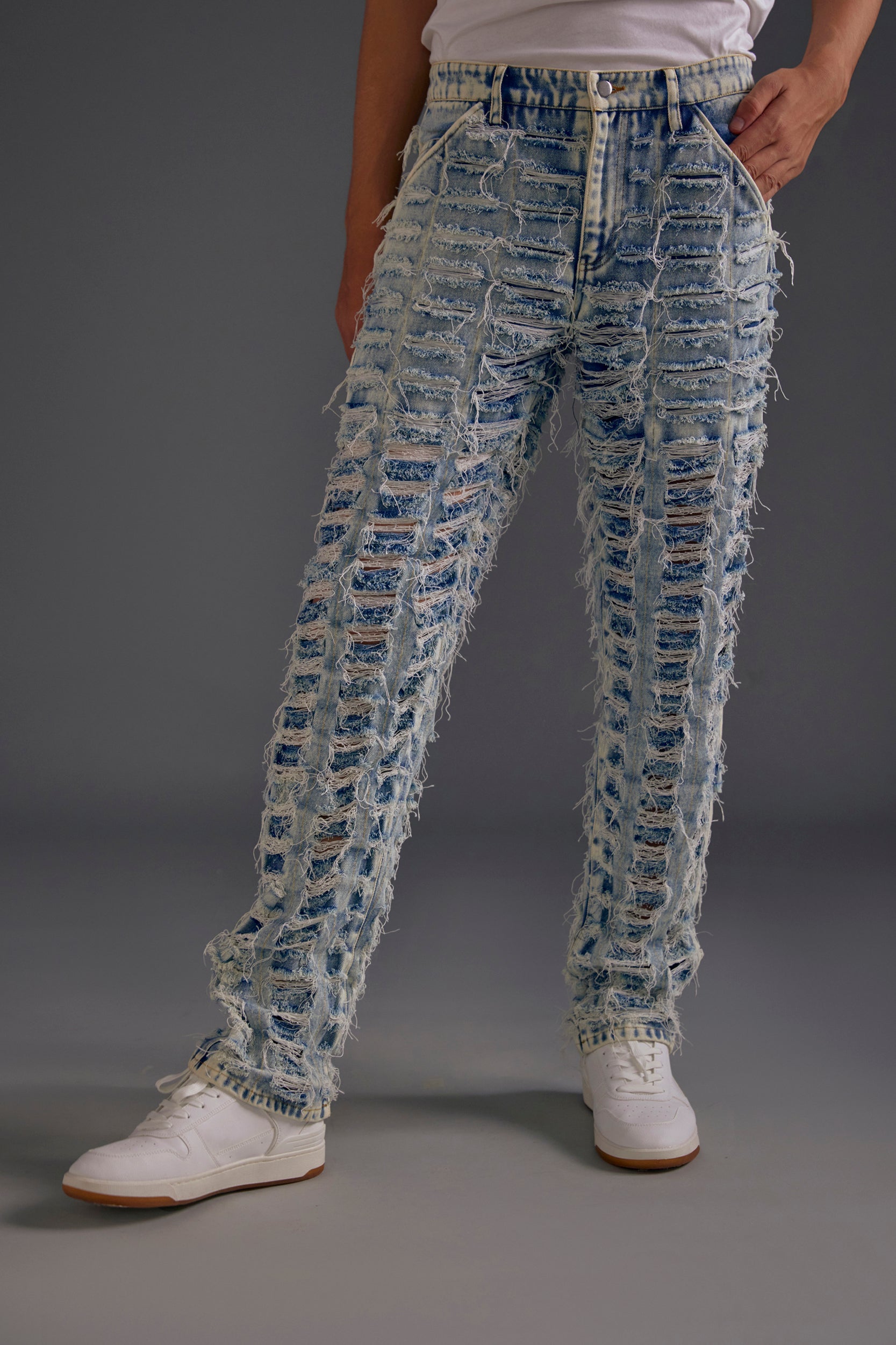 Blue Distressed Denim Jeans