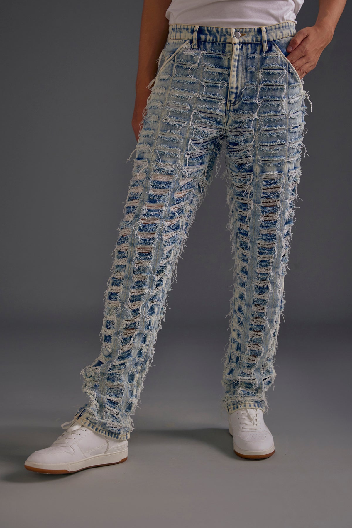 Blue Distressed Denim Jeans- Unisex