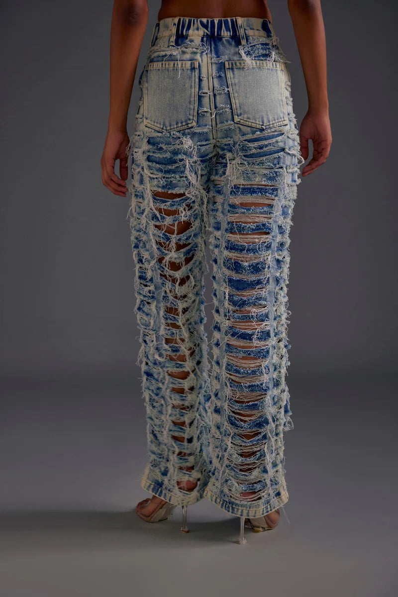 Blue Distressed Denim Jeans