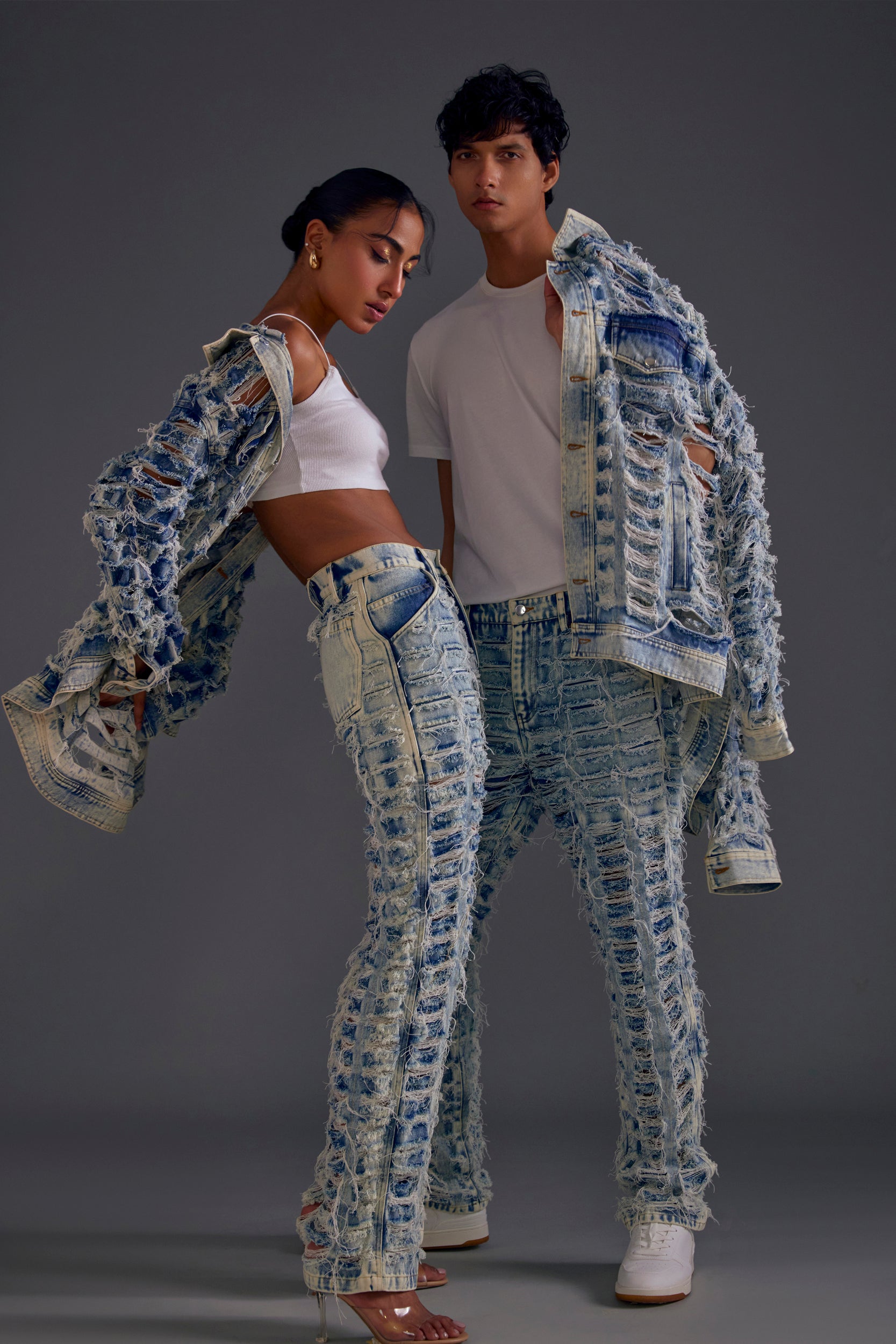 Blue Distressed Denim Jeans