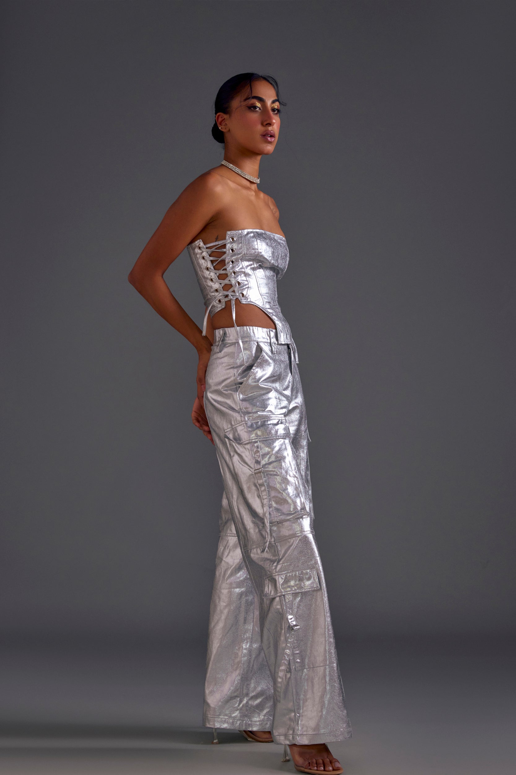 Silver Twill Corset