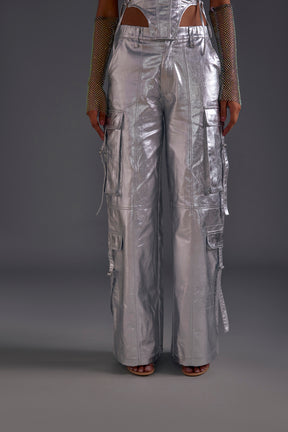 Silver Twill Corset Top and Cargo Pant Set