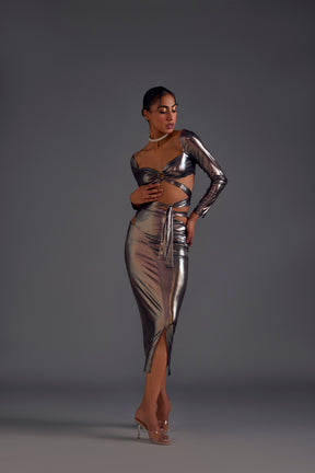 Dark Copper Cutout Skirt