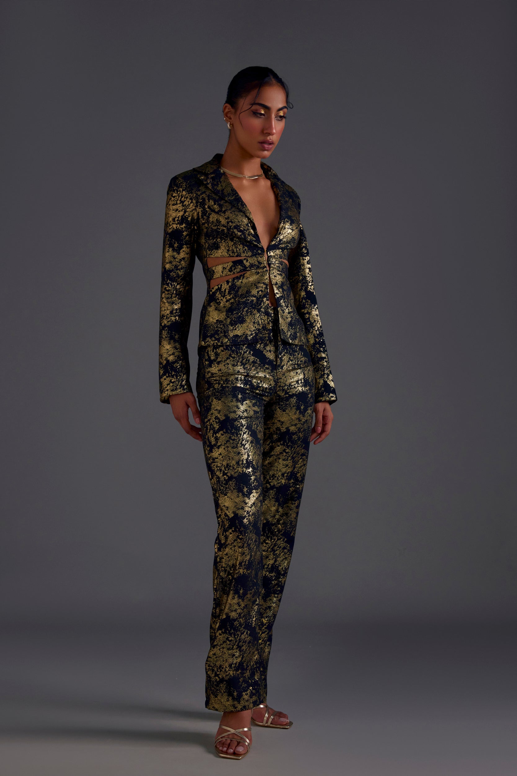 Gold Heathermoss Blazer and Trouser Set