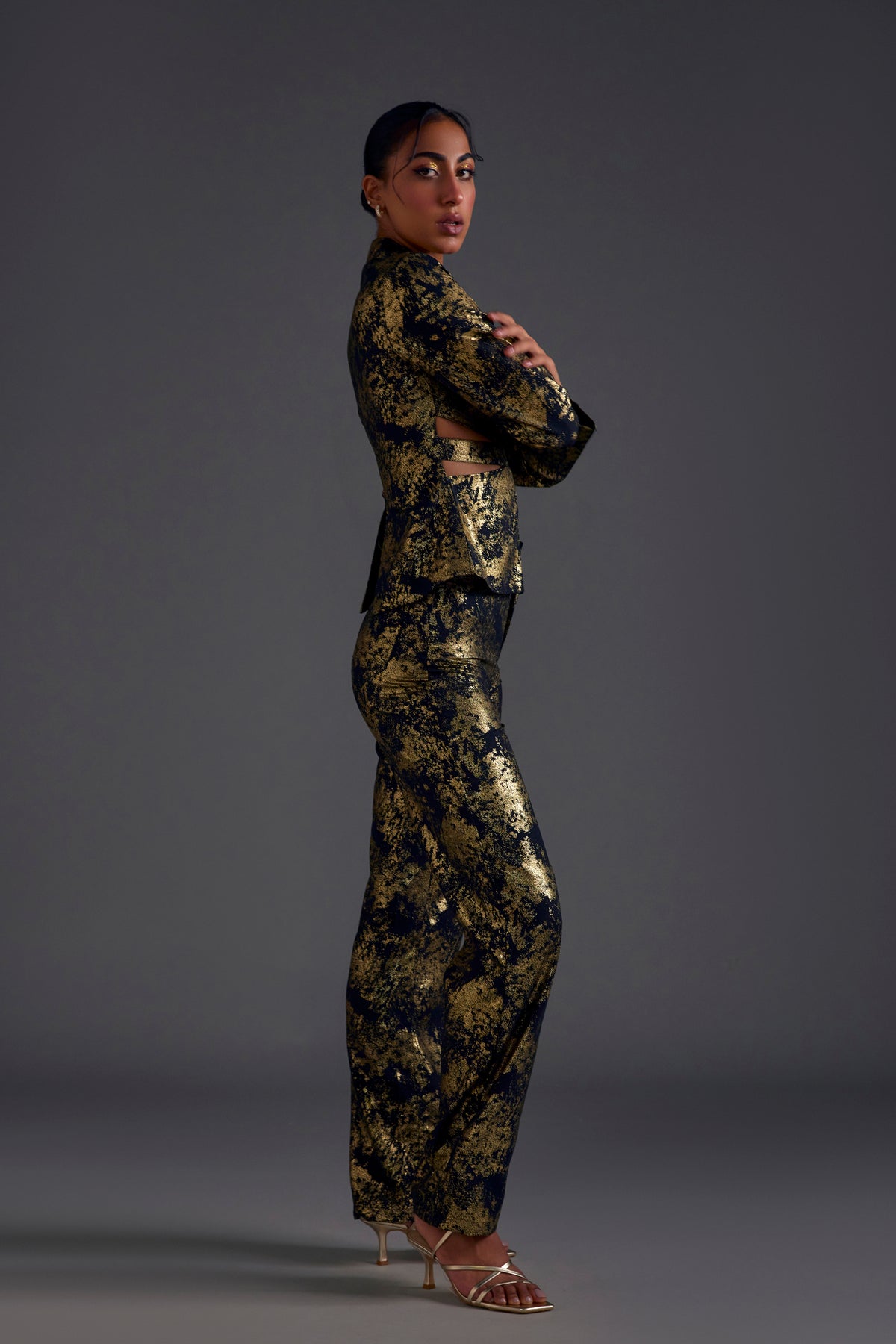 Gold Heathermoss Cutout Blazer