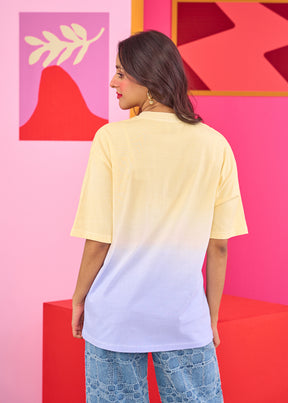 Yellow-Lavender Ombre Oversized T-shirt