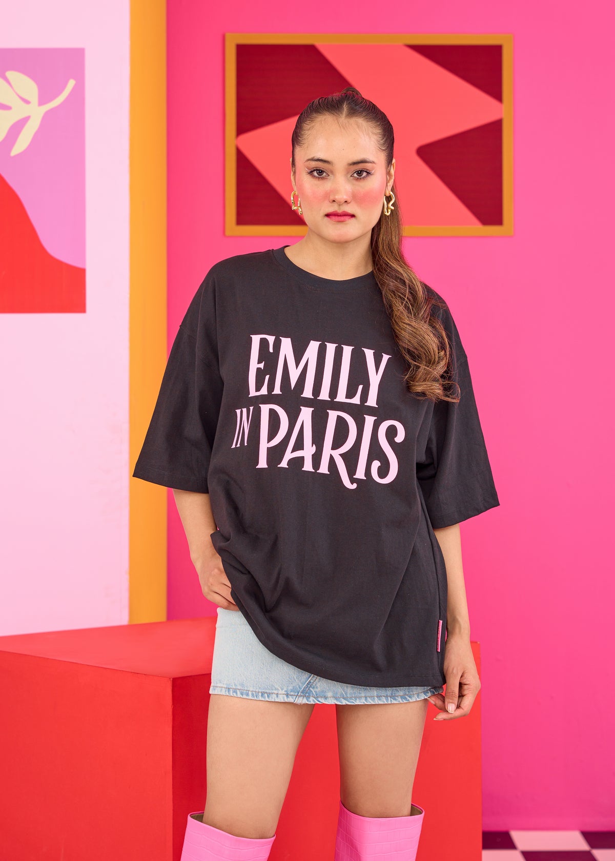 Emily in Paris Oversized Black T-shirt