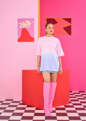 Pink-Blue Ombre Oversized T-shirt