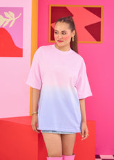 Pink-Blue Ombre Oversized T-shirt