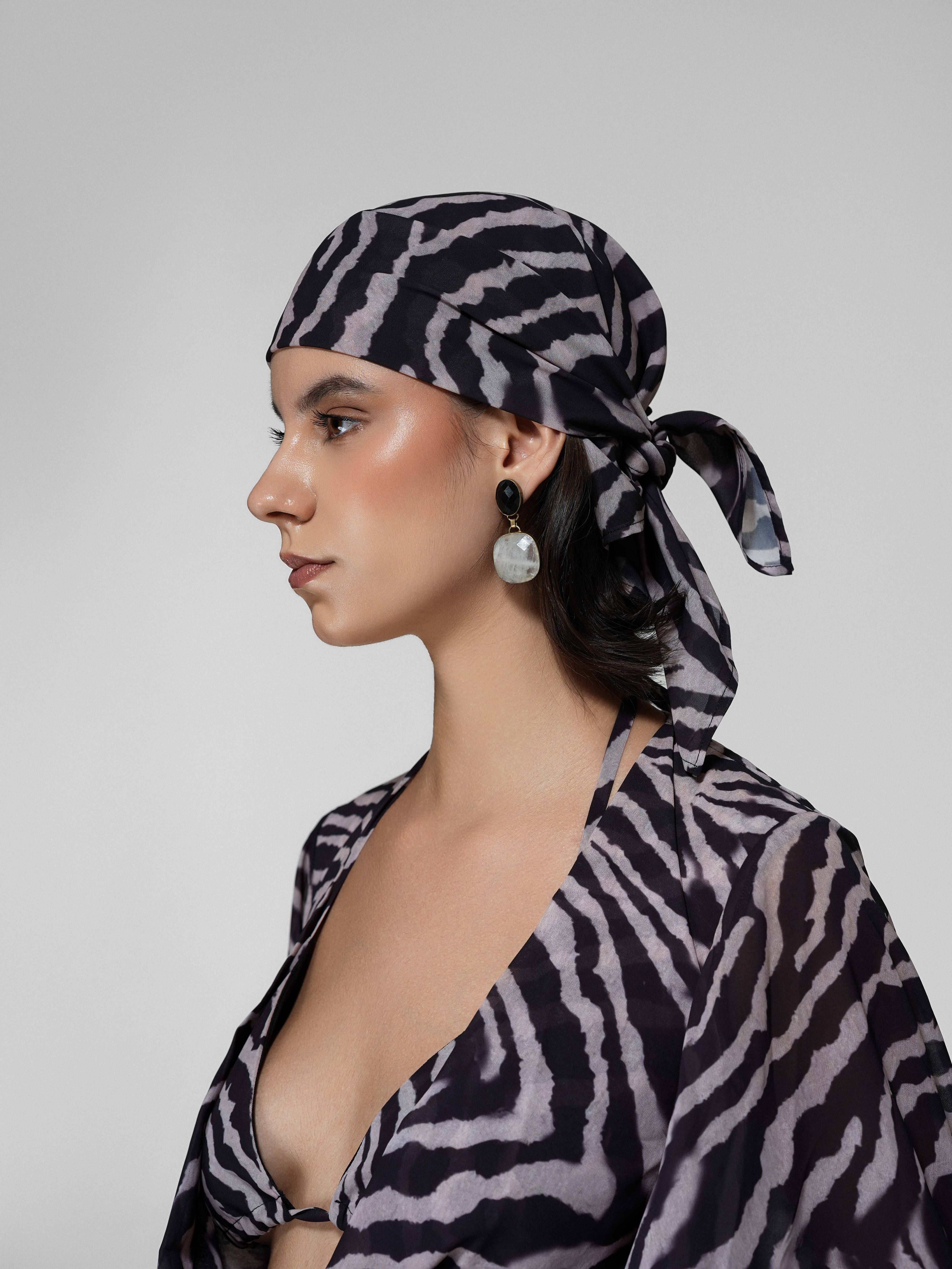 Zebra Print Sheer Headscarf